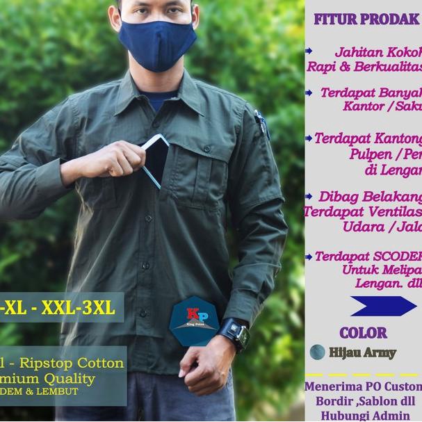 KEMEJA MOUNTAINGEER LENGAN PANJANG - KEMEJA OUTDOOR QUICKDRY - Hijau, S