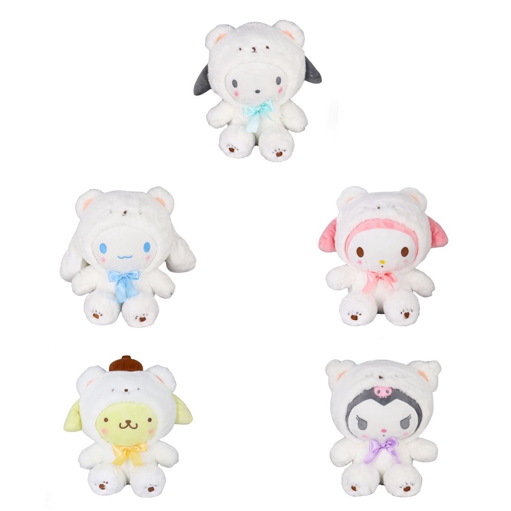 MAINAN BONEKA MELODY CINNAMOROLL KUROMI POCHACCO DOG POMPOMPURIN PURIN WHITE SERIES IMPOR LUCU