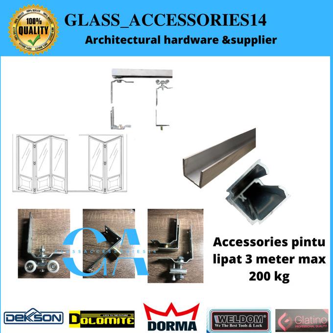 Accecories Pintu Lipat 3 M Complete Rel Pintu Lipat Roda Pintu Lipat