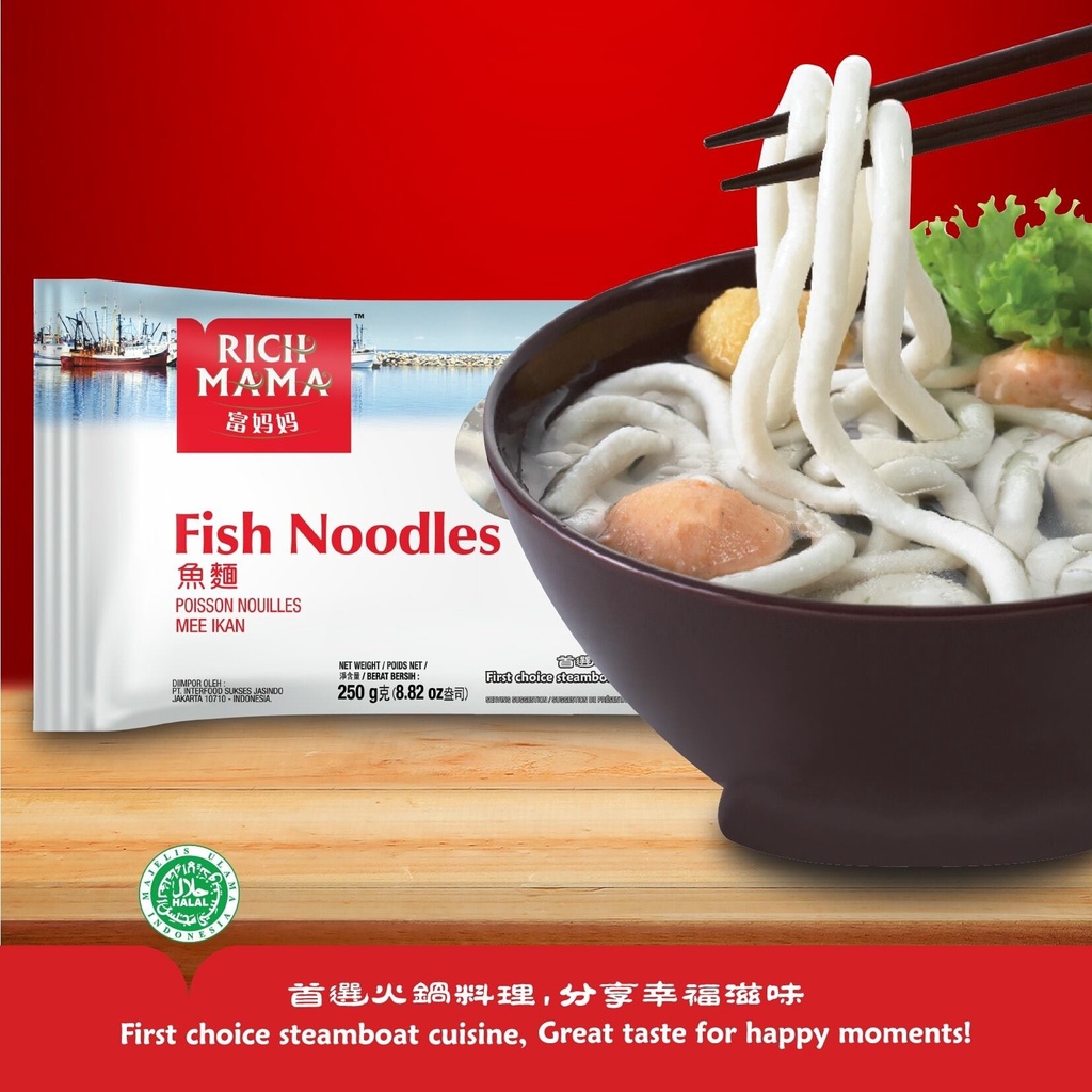 Mi Ikan Mie Ikan Steamboat Rich Mama Fish Noodles 250 gr Bebas Lemak