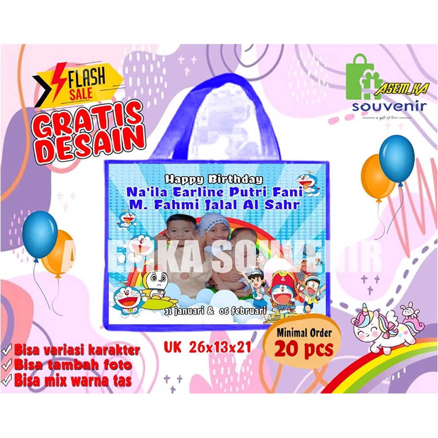 

TAS ULTAH ANAK MURAH - GOODIE BAG BINGKISAN SNACK ULANG TAHUN CUSTOM MUAT KOTAK KFC BAHAN TEBAL 75 GSM UK P26 x L13 x T21