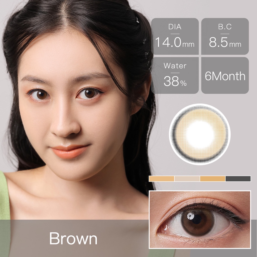 （COD)Softlens Mata Normal，Lensa Kontak Warna Alami, abu-abu mengkilap，Soflens Murah Lensa Warna, Softlens Diameter 14MM