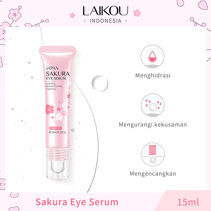 LAIKOU Japan Sakura Eye Serum Mengurangi Kerutan Lingkaran Hitam Krim mata Anti-aging