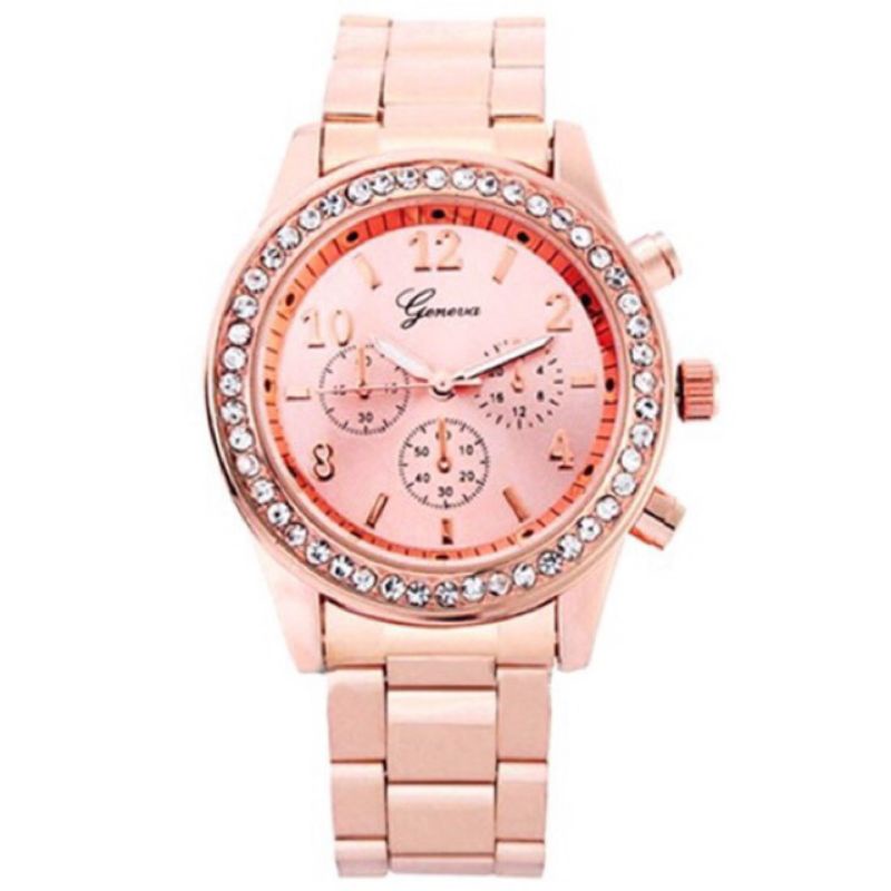 (Cod)Jam Tangan Wanita Fashion Geneva mata&quot; Belian Strap Rantai/Stell(Dikirim Jakarta)