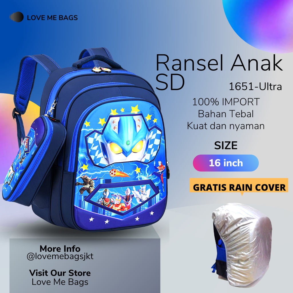 Tas Anak Laki Laki LMB Tas Sekolah Yang Keren Dengan Motif Superhero Terkenal Timbul 6D Bahan Yang Kuat dan Nyaman Dipakai Cocok Untuk Anak SD Muat untuk Buku Paket dan LKD