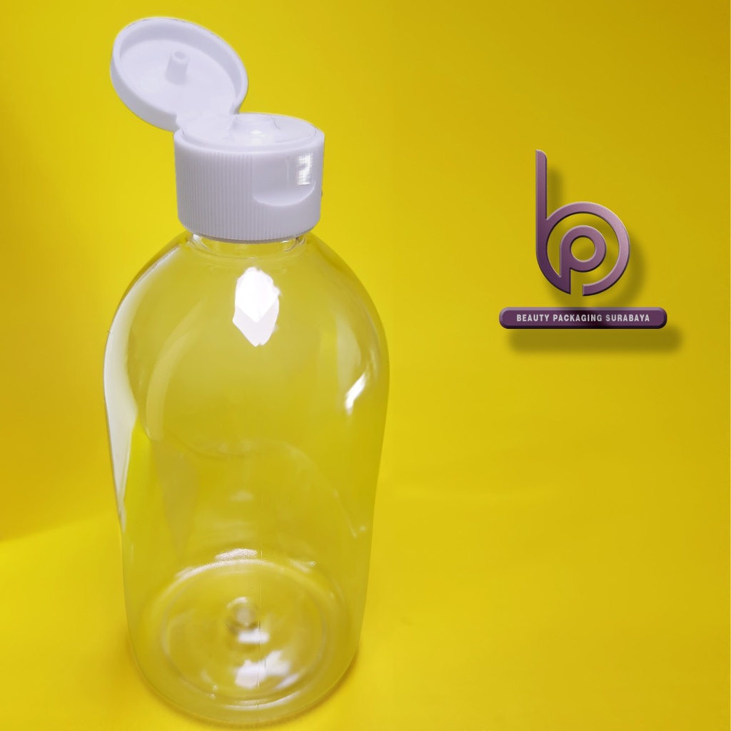 Botol plastik 250ml Oval bening tutup fliptop