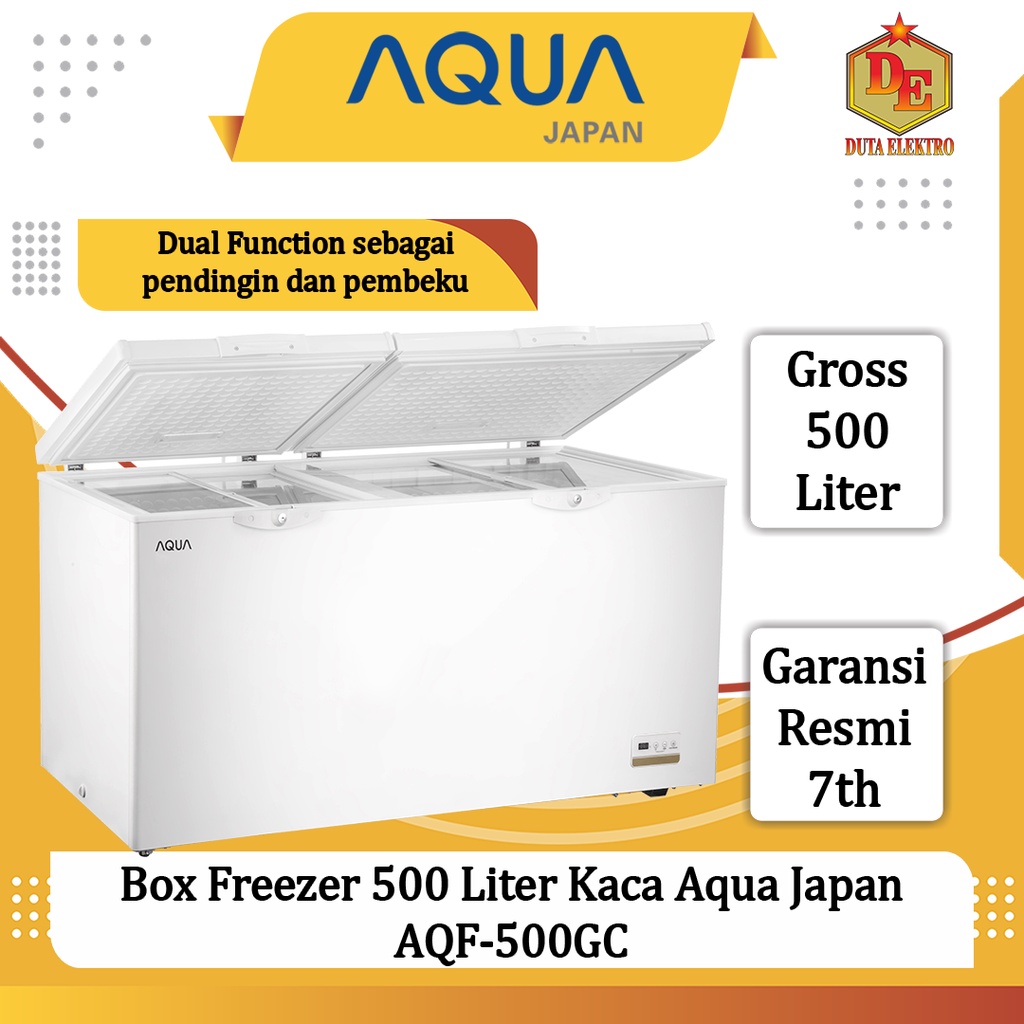 Box Freezer Aqua Japan AQF 500 GC Chest Freezer Kaca 500 Liter