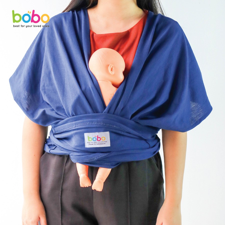 BOBO Gendongan Bayi Instant Geos 3in1 Baby Wrap M Shape Depan Samping