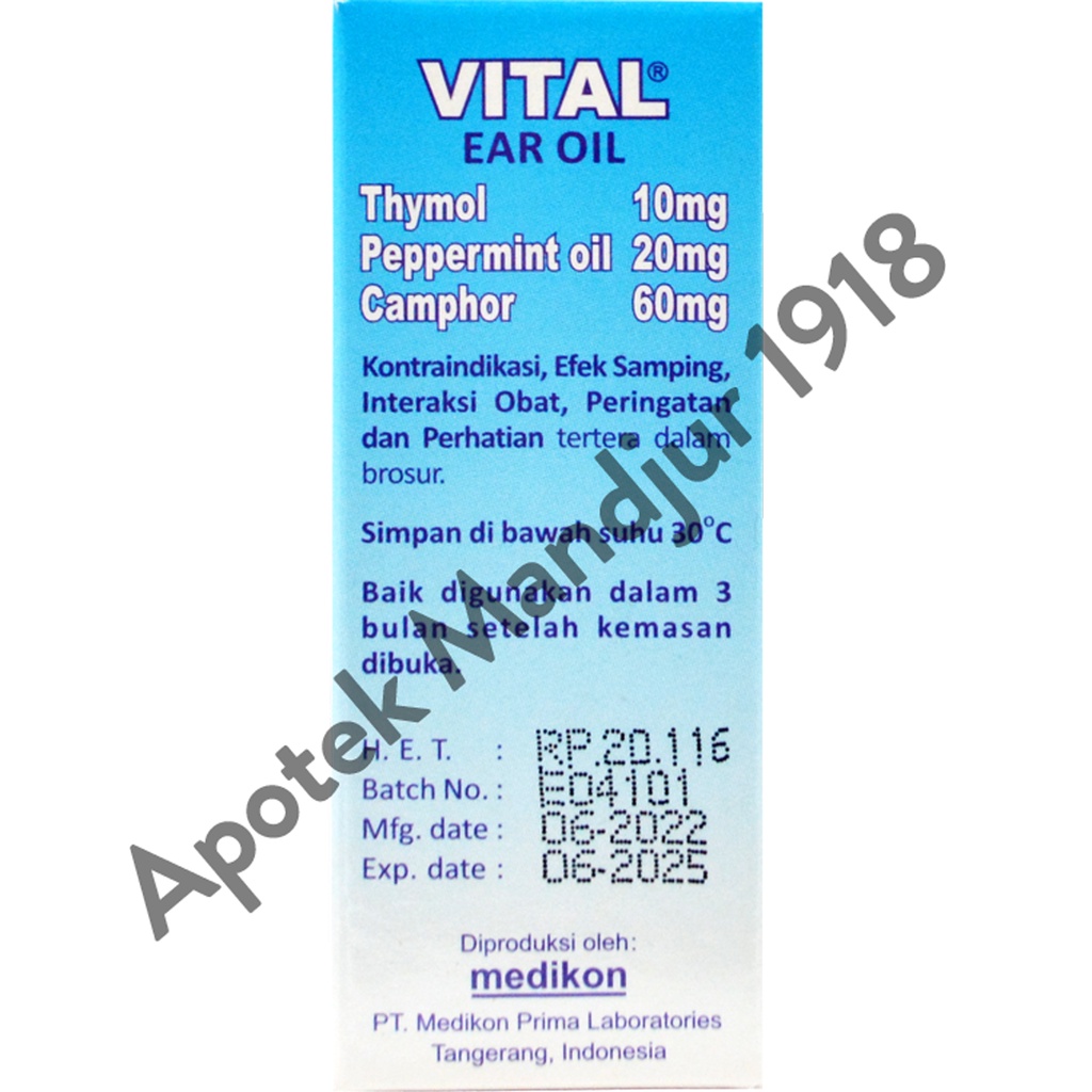Vital Ear Oil - Obat Tetes Telinga Gatal dan Infeksi