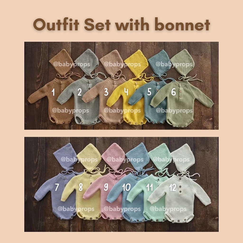 Set Baju Rajut Bayi Baru Lahir dengan Topi Bonnet - Satu Set Lengkap dan Nyaman