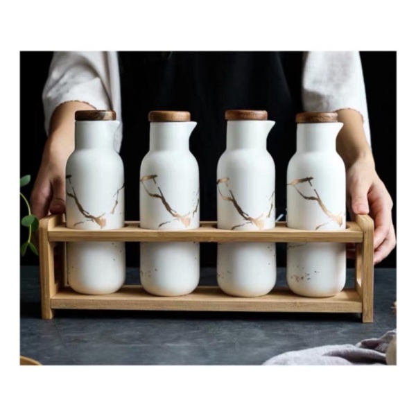Unik Liquid Canisters Set / Rak Bumbu / Marble Bottle Set for Kitchen Diskon