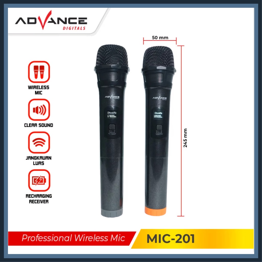 Advance Mic-201 Microphone Wireless Double Karaoke Tanpa Kabel Murah