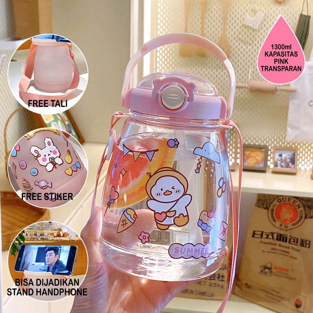 Botol Minum Gradasi Anak 1.3 Liter Free Sticker 2D Botol Minum motivasi Gradasi 1300ml