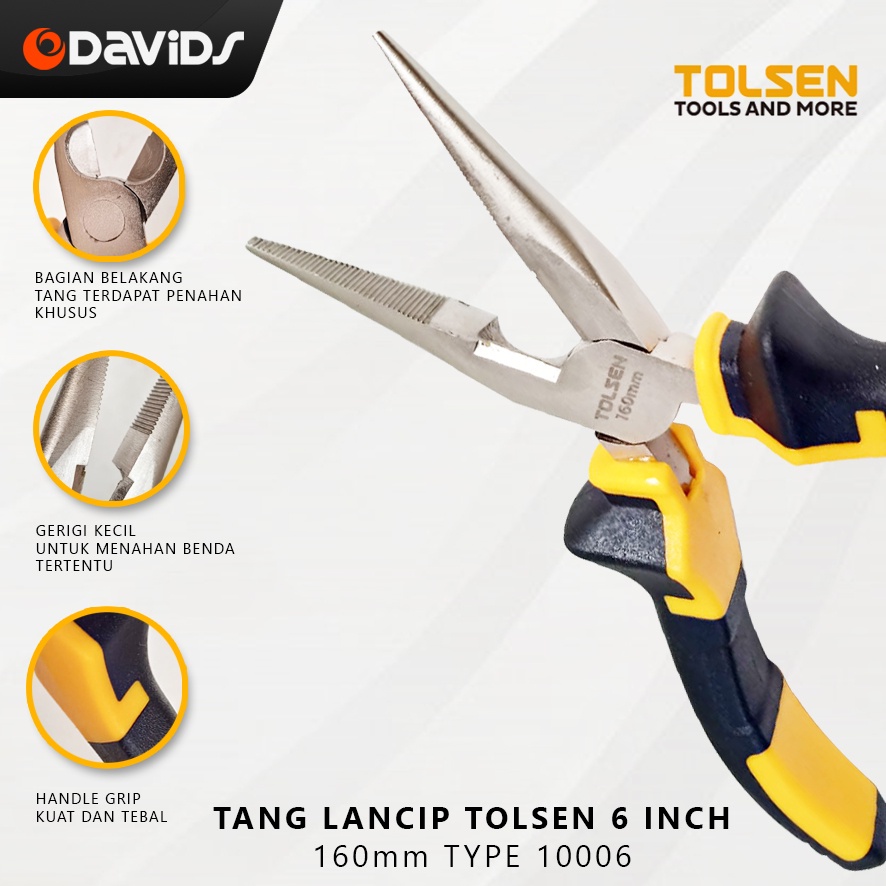 Tang Lancip Panjang Cucut Jepit Long Nose Plier Tolsen 6 Inch