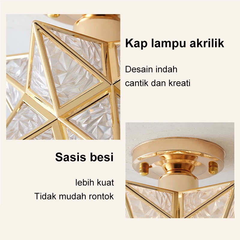 Home Lighting Lampu Plafon Ceiling Minimalis Star Cahaya lampu langit-langit kristal mewah+lorong koridor balkon pintu masuk aula lampu Hias Rumah