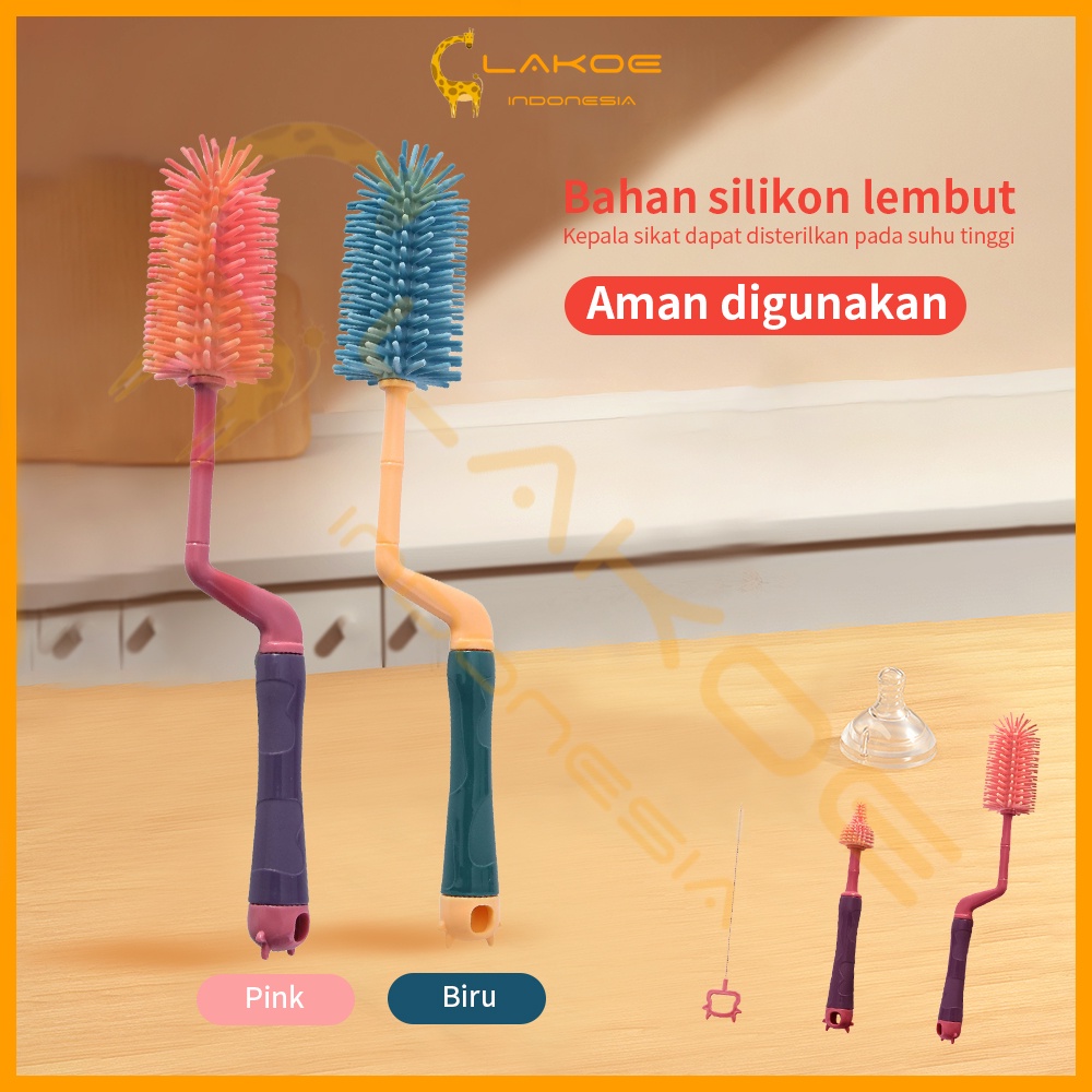 LAKOE 3IN1 Sikat Botol Silikon Set Pembersih botol silikon