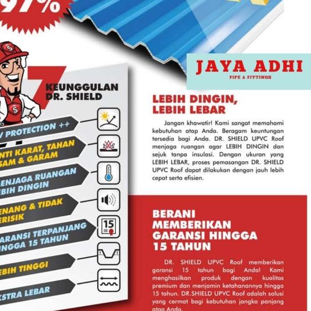 Atap Dingin uPVC Dr. SHIELD Putih/Biru Doff - 1m, RF 760