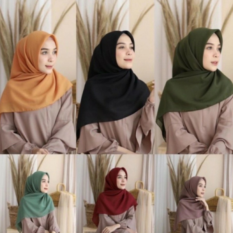 HIJAB JILBAB KERUDUNG BELLA SQUARE POLOS POLYCOTTON SIFON PREMIUM WITH TA