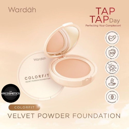 Wardah Colorfit Velvet Powder Foundation - Bedak Matte Dengan SPF 20 dan Oil Control 12 Jam 11gr