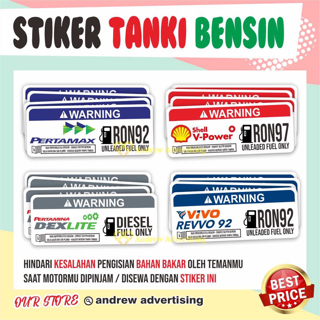 Stiker Tanki Bahan Bakar Bensin Unleaded Full Only