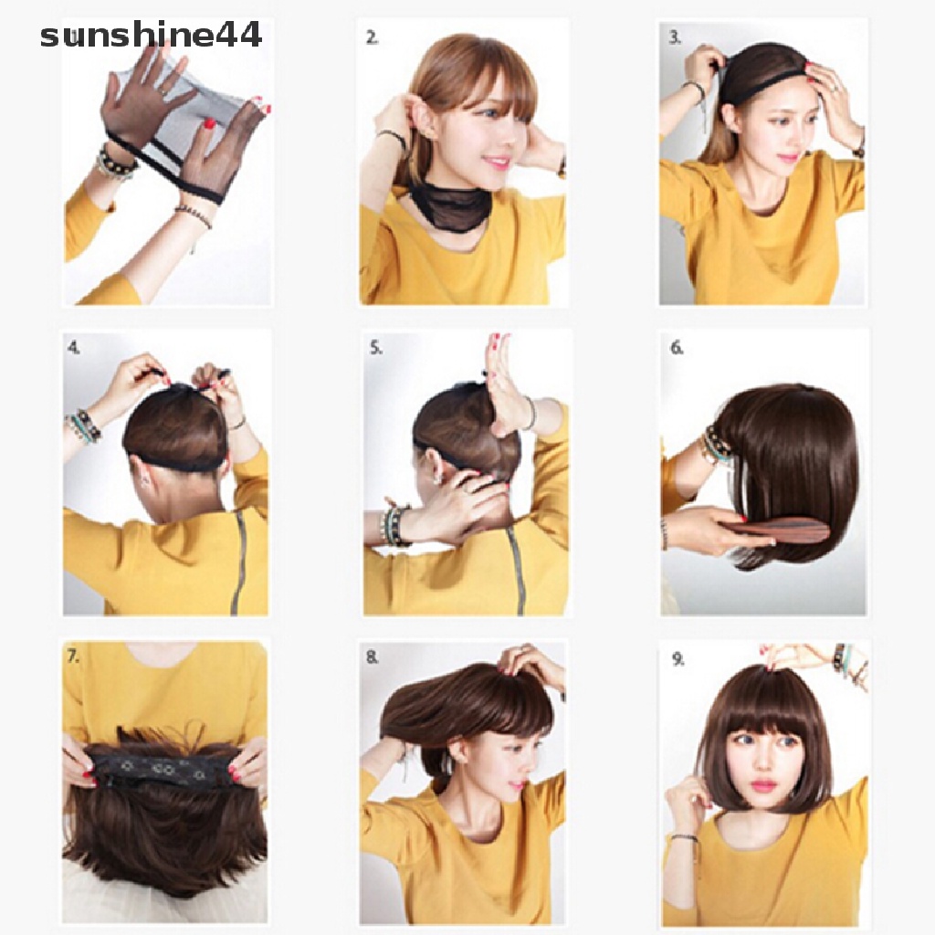 Sunshine Wig / Rambut Palsu Wanita Model Bob Lurus Natural Gaya Brazil