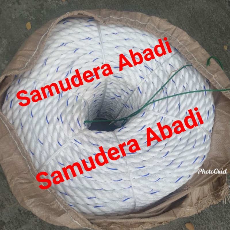 tali tambang 24 mm, tali tambang plastik besar, tali tambang jumbo, tali tambang putih garis biru, t
