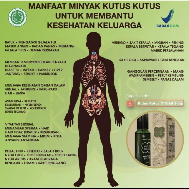 MINYAK KUTUS KUTUS 100 ml Original Tambah Waras Bali | Ramuan alam herbal 100% Organic | Minyak Pijat