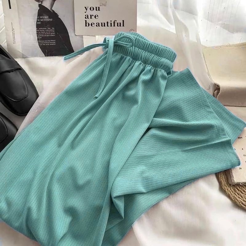 Celana Panjang Wanita Highwaist Kulot Knit Premium Bawahan Wanita Pinggang Karet Tali Serut