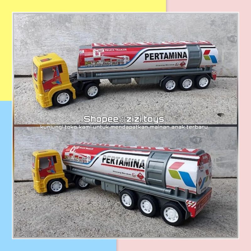 Mobil truk tangki pertamina panjang mainan mobil tangki truk kontainer