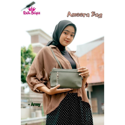 TAS SELEMPANG AMEERA BAG ORIGINAL BY RATU BILQIS BAHAN CHOCOLY ANTI AIR WATERPROOF PREMIUM