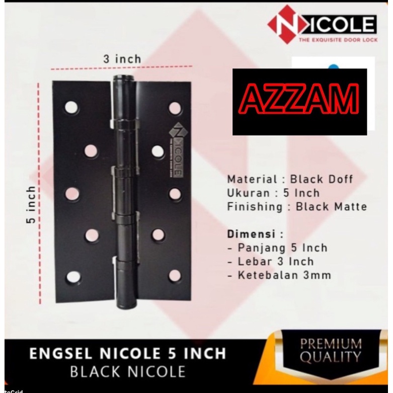 Promo engsel 5 inc 4 inch dekkson engsel pintu panel dekkson black hitam stanlis 304 tebal  engsel engsel pintu hitam engsel/ENGSEL PINTU HITAM ORIGINL PRODUK/ ENGSEL 5 INC