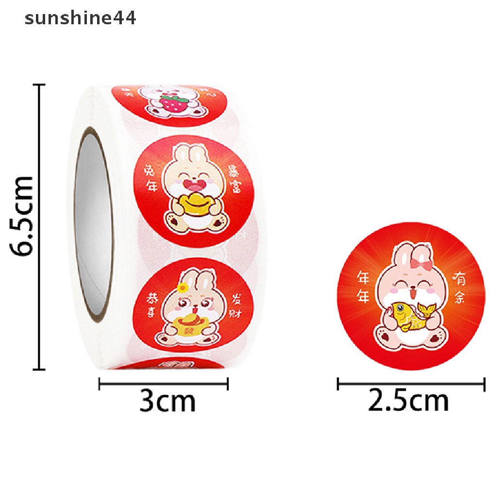 Sunshine 500pcs / roll Stiker Label Segel Amplop Motif Kelinci