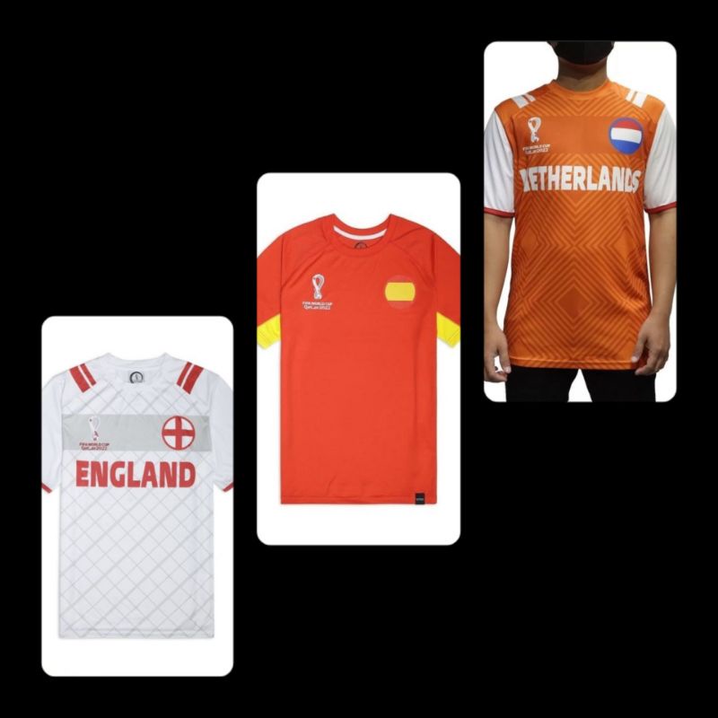 Kaos piala dunia Inggris spanyol belanda original merchandise world cup qatar 2022