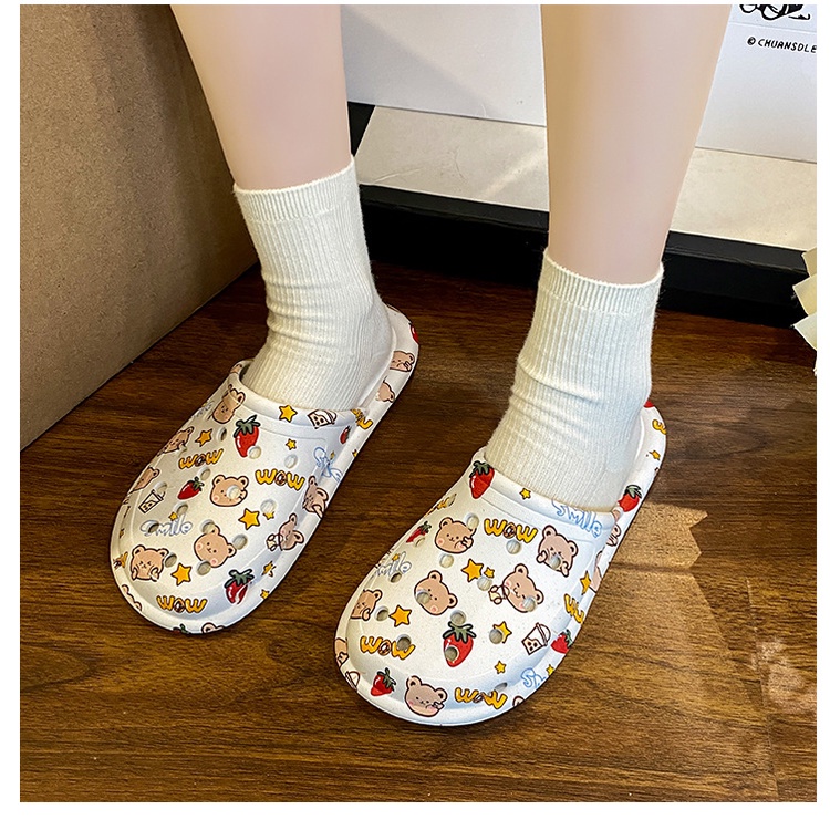 Gobra ♕ SA020 Sandal Soft Slip On Import Sendal Rumah Motif Bear Cute Fashion Korea Wanita Bahan Rubber Anti Sakit