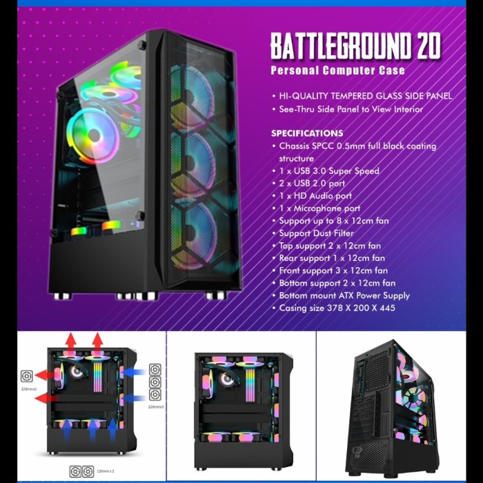 Casing Gaming Simbadda Battleground 20 - Tempered Glass