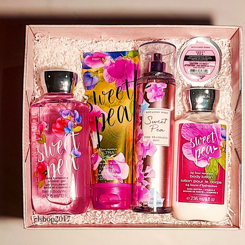 BBW SWEET PEA GIFT SET PAKET BATH &amp; BODY WORKS