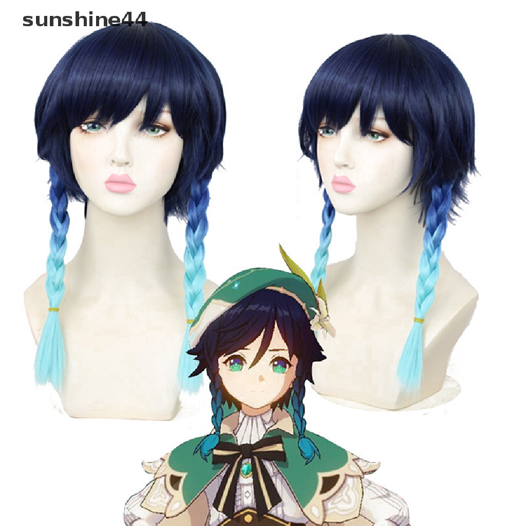 Sunshine Wig / Rambut Palsu Panjang Warna Biru Untuk Cosplay Anime / Halloween