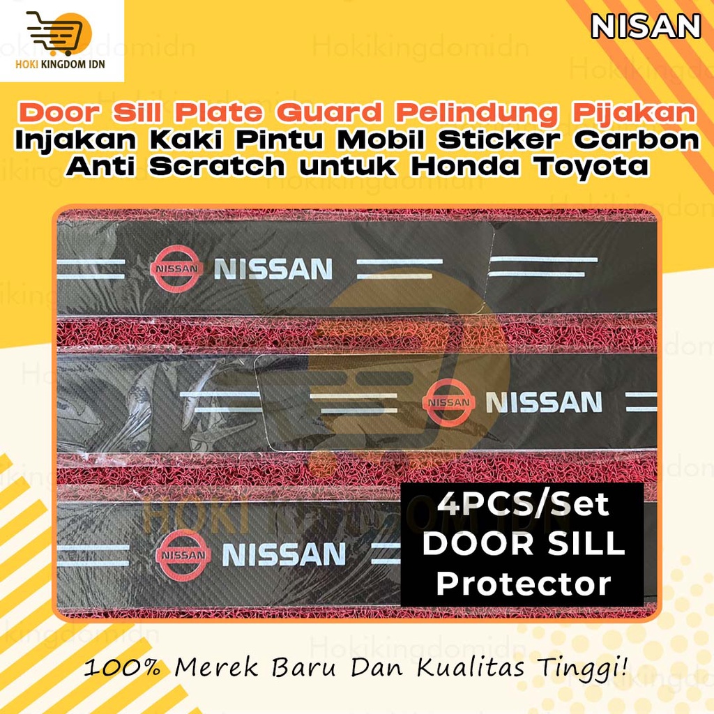 4pcs Carbon 3D Door Sill Plate Guard Pelindung Pijakan Injakan Kaki