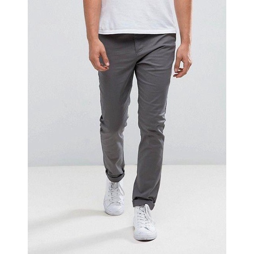 CELANA CHINO Panjang pria Slimfit KERJAHARIAN Santai Casual Formal Hitam Abu Cream Mocca Size 27-38