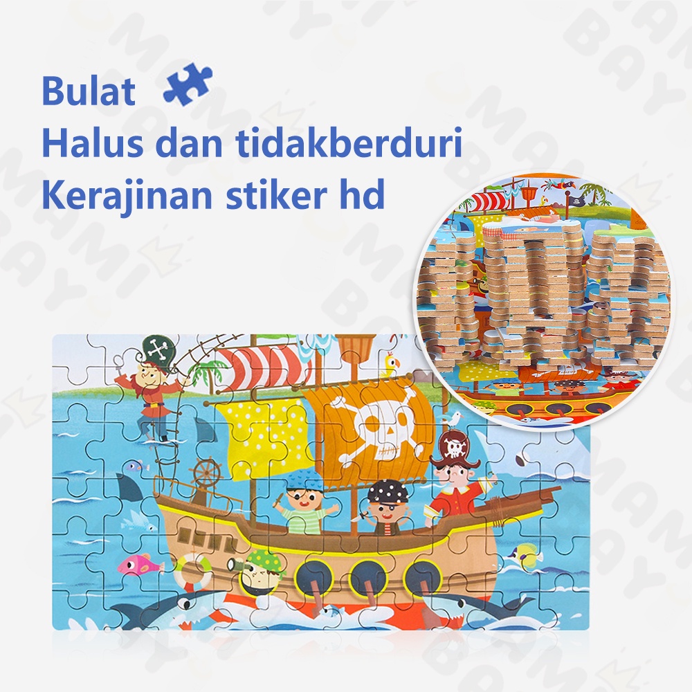 Mamibayi Puzzle Kayu 60pcs Kotak Besi/Puzzle kaleng 60pcs/Wooden toys edukasi anak