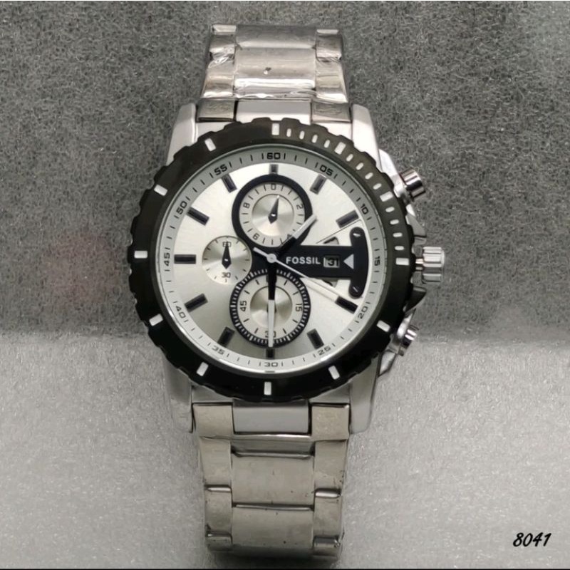 JAM TANGAN PRIA/COWOK FOSIL0454 RANTAI KRONO OFF TANGAL AKTIF