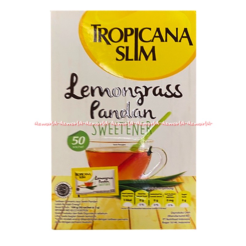 Tropicana Slim 50sachet Lemongrass Pandan Sweetener Pemanis Gula Rasa Sereh Pandan Serai Lemong Grass Lemon Grass 50pcs Gula Untuk Penderita Diabet Diabetes