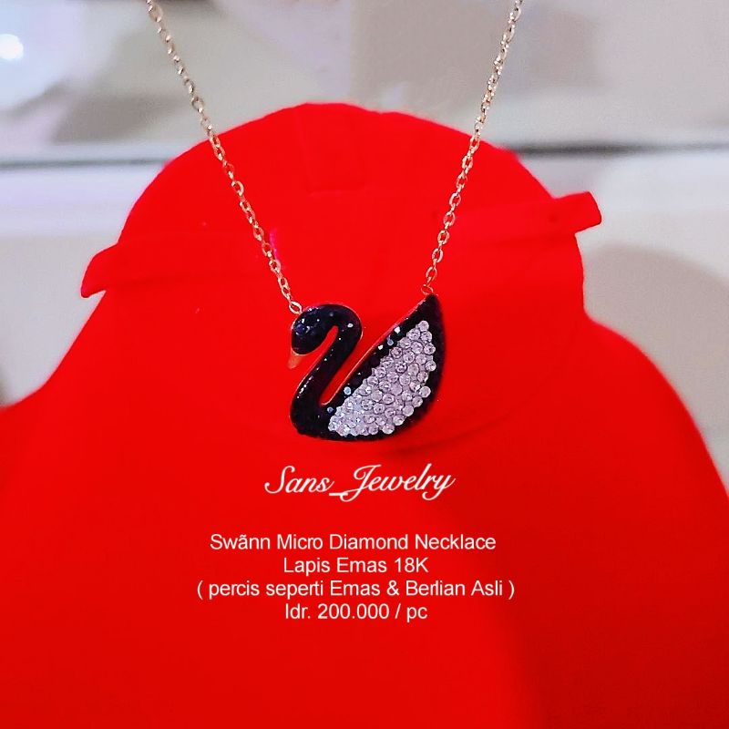 { Swan Micro Diamond Necklace by Sans_Jewelry } Kalung Titanium Asli Kalung Cewek Wanita Kalung Anti