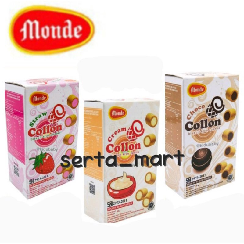 

Monde Collon Cream 50gr - Biskuit Wafer Krim Cacao / Strawberry / Vanilla