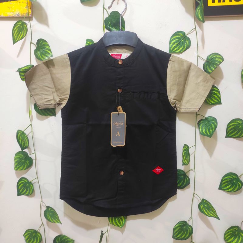 BAJU KEMEJA KOK KEMKO ANAK LENGAN PENDEK KOMBINAS COTTON TWILLI ORIGINAL AGERA JUNIOR 3