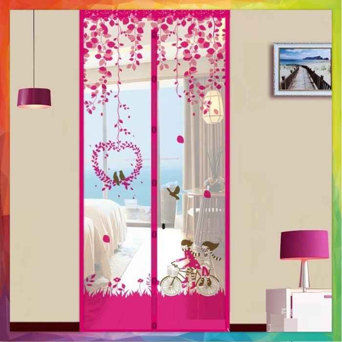 Gorden Tirai Magnet Hordeng Tirai Pintu Kamar Anti Nyamuk Motif Karakter