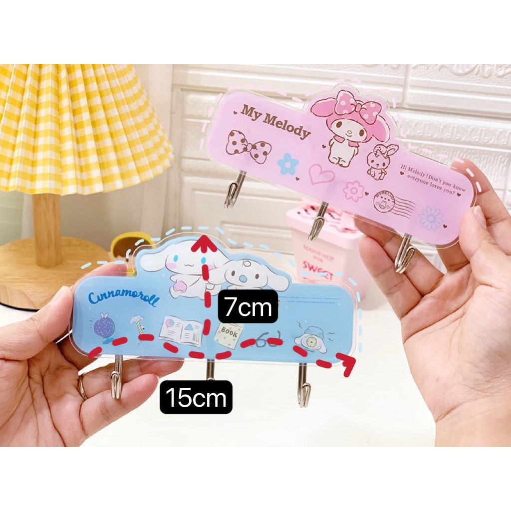 Gantungan dinding hook baju handuk wallhook kitty melody cinamoroll sanrio doraemon