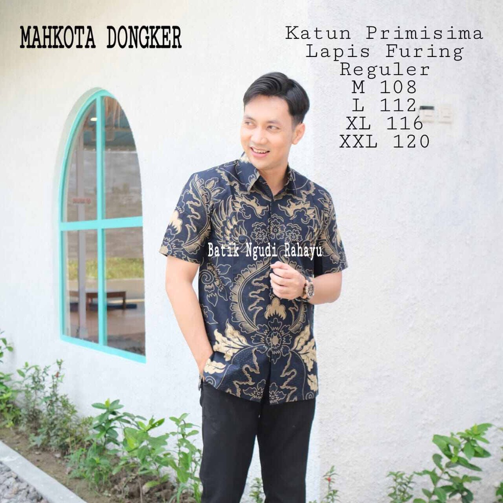 Kemeja batik lengan pendek motif mewah terbaru 2023 / Batik cowok mewah lengan pendek terbaru MAHKOTA DONGKER / Baju batik kantoran terbaru motif mewah full furing / batik pendek terbaru buat kondangan warna dongker