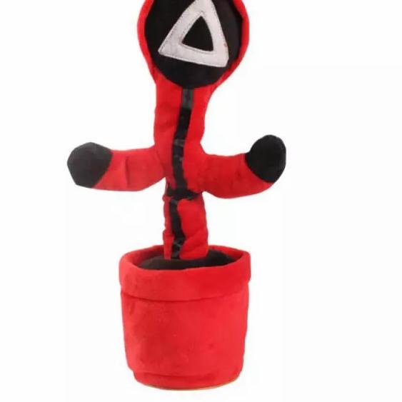Boneka Kaktus Squid Game Goyang Joget Bisa Bicara Rekam Suara / Mainan - Squid-SEGITIGA