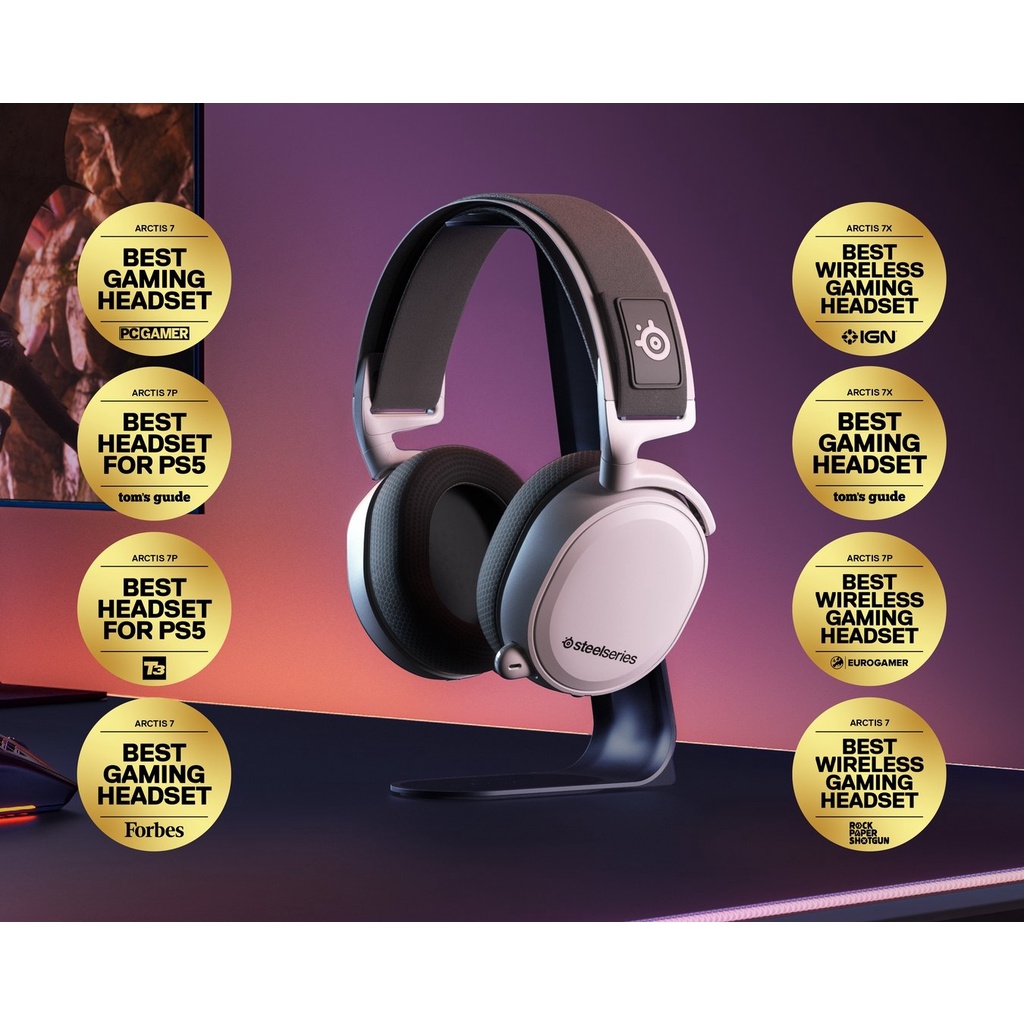 Steelseries Arctis 7+ White Wireless Gaming Headset PC PS4 PS5 Switch